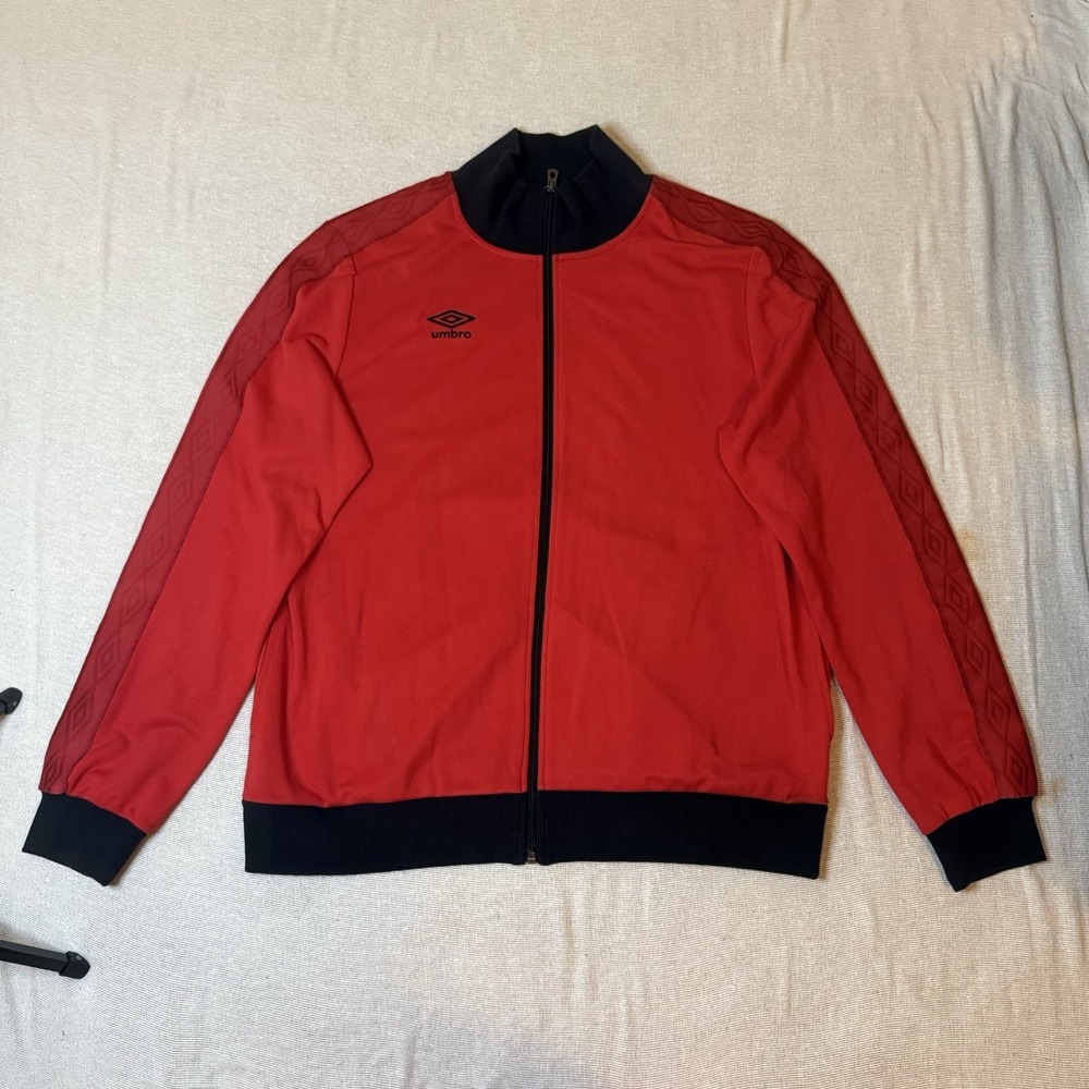 umbro Soccor diamond icon Red track Collared Full Zip jacket Mens Size Large